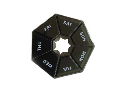 zasobnik na leky cerny tydenni anglicky popis