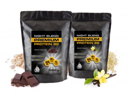 1+1 Free Night Blend Premium Protein 80 VALKNUT (Obsah balení 1000 g, Príchuť Vanilka + Vanilka)