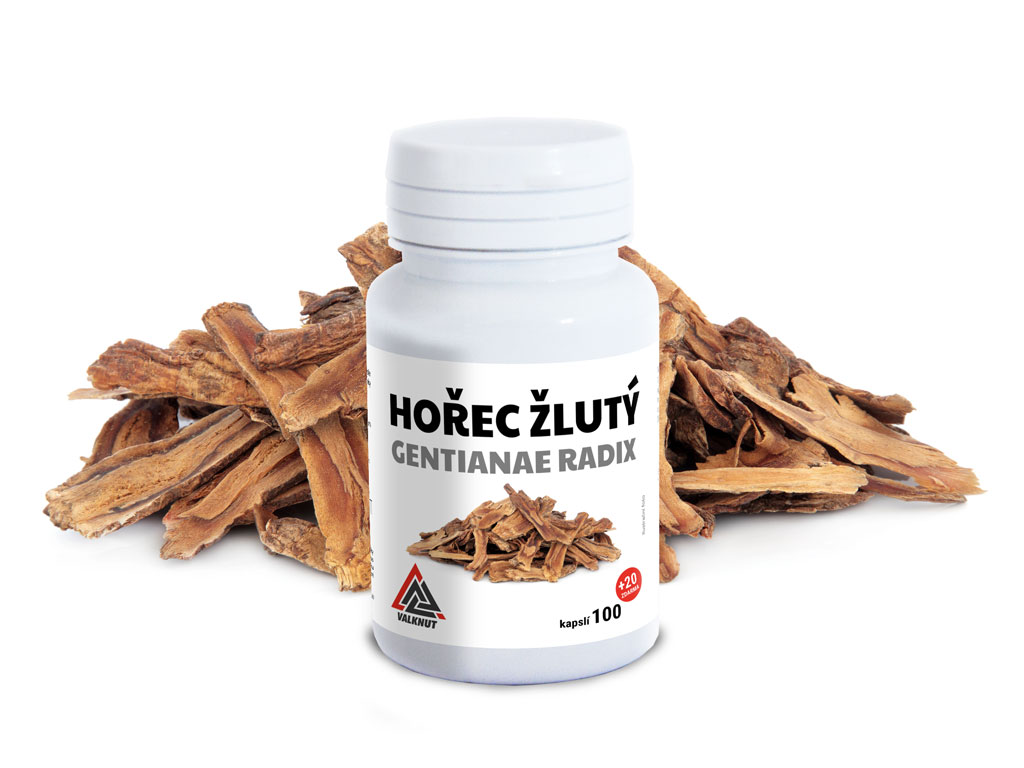Horec Žltý – Gentianane Radix VALKNUT 100+20 kapsúl zdarma