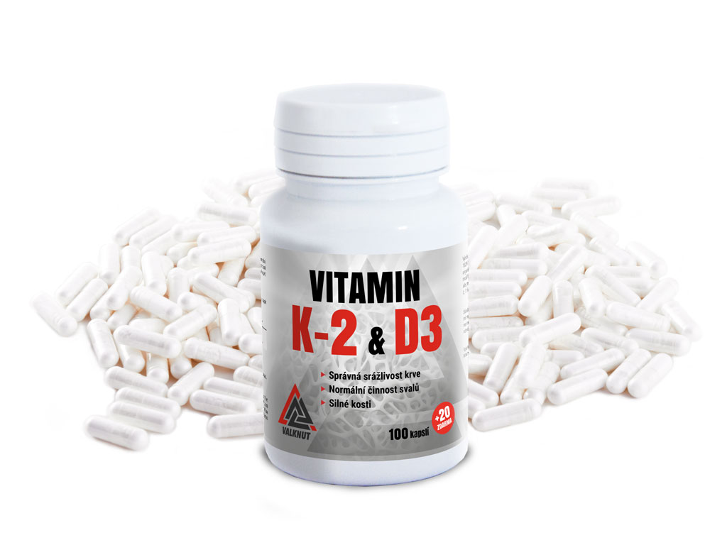 Vitamín K2 + Vitamín D3 VALKNUT 100+20 zdarma - Valknut.sk