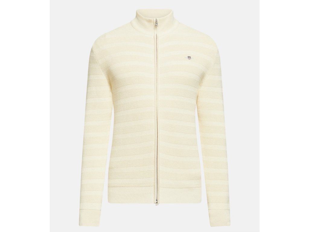 Krémový, textured, bavlna, full zip