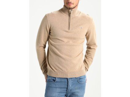 Pískový, superfine lambswool, half zip