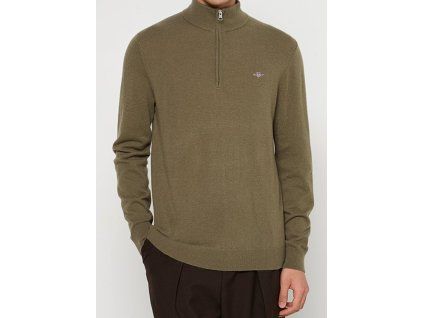 Olivový, lambswool, half zip