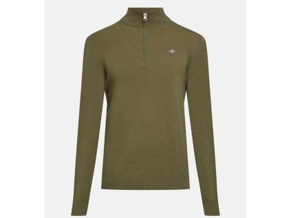 Zelený, lambswool, half zip