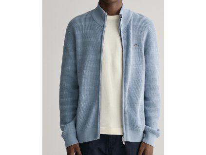 Světle modrý, textured, bavlna, full zip