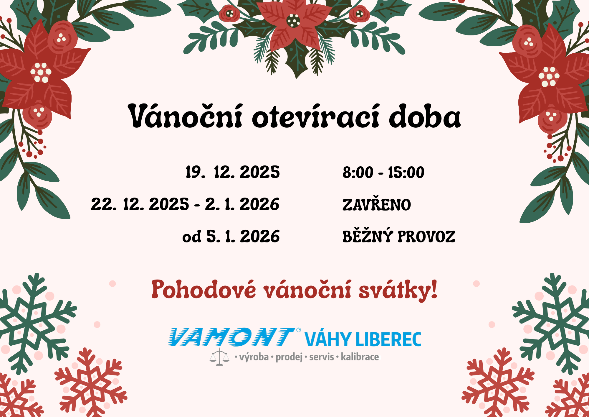 Vánoční otevírací doba