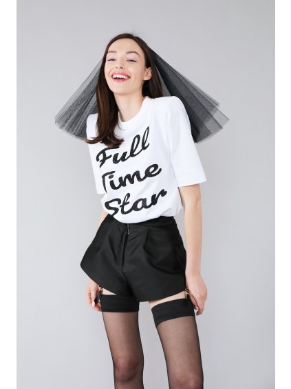 T-SHIRT FULL TIME STAR WHITE/BLACK SHOULDERPADS