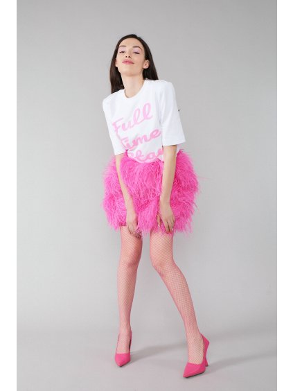 T-SHIRT FULL TIME STAR WHITE/NEON PINK SHOULDERPADS