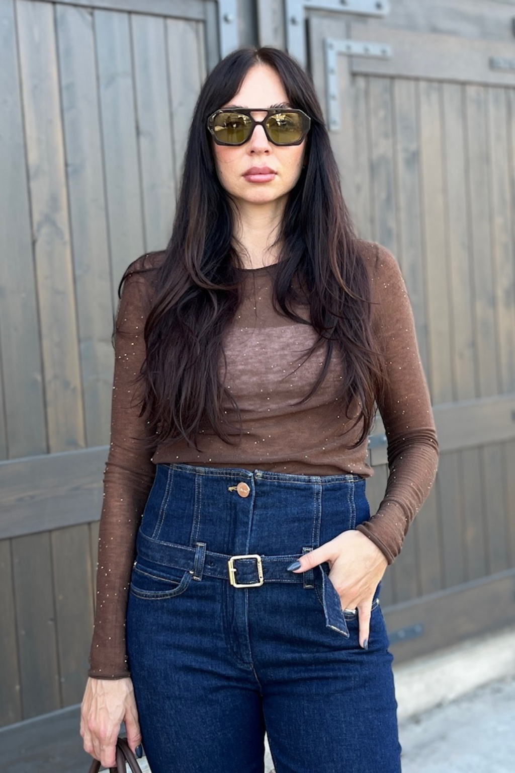 Dámský top PINKO PICO 105398A2PML73 hnědý