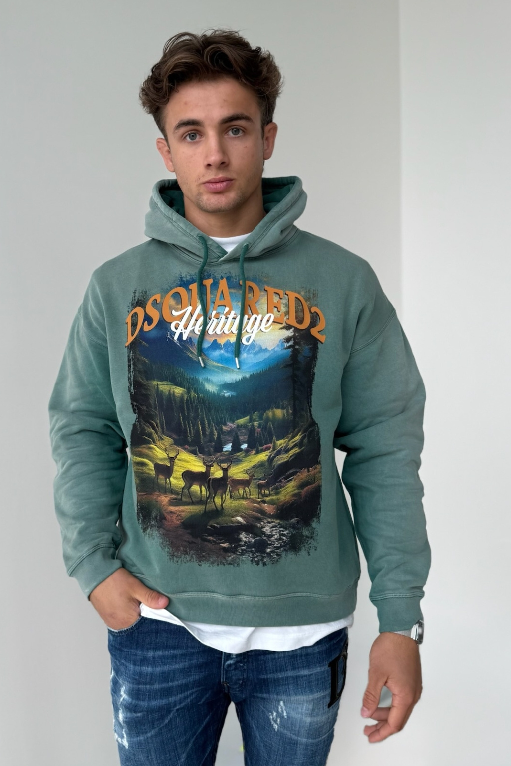 Pánská mikina DSQUARED2 S74GU0882 zelená