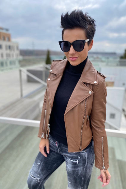 Dámská kožená bunda Blauer 22SBLDL02288 hnědá