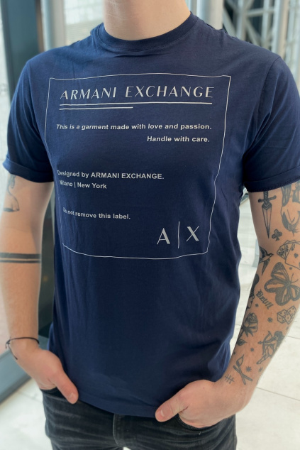 Pánské tričko Armani Exchange 3LZTHDZJH4Z modré2
