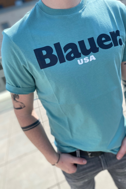 Pánské tričko Blauer 22SBLUH02137 světlé modré
