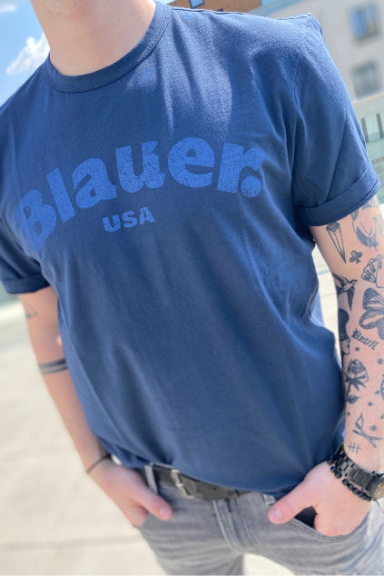 Pánské tričko Blauer 22SBLUH02181 modré