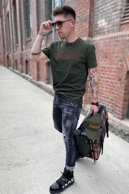 Pánské tričko Dsquared2 S74GD1059S22507 khaki 2