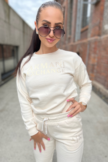Dámská mikina Armani Exchange 6LYM66YJBSZ krémová