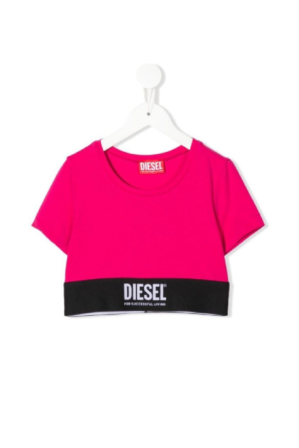 Dětský crop top Diesel J010270HAXB růžový
