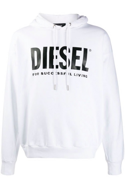 00SAQJ 0BAWT Diesel mikina S Gir Hood Division Logo bílá