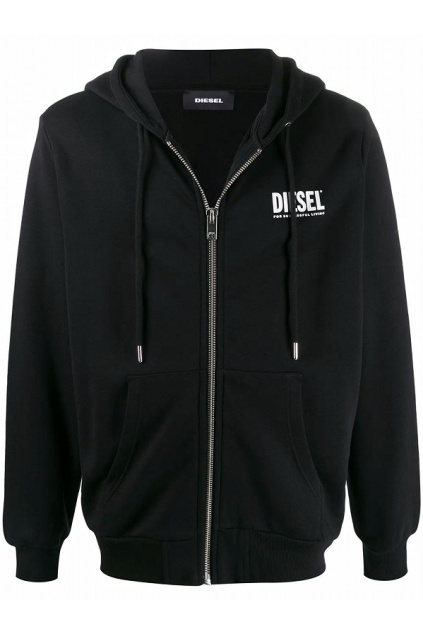 00SAV1 0BAWT Pánská mikina Diesel S Girk Zip Logo černá