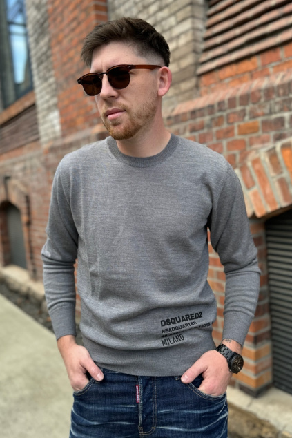 Pánský svetr DSQUARED2 S74HA1482 šedý