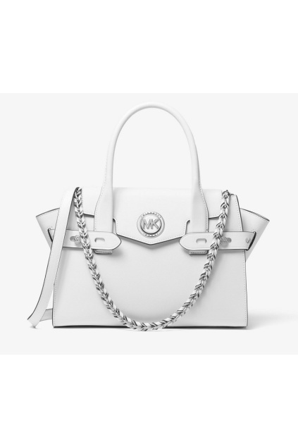 30S0SNMS0L Dámská kabelka Michael Kors Carmen Small Saffiano Leather Belted Satchel bílá