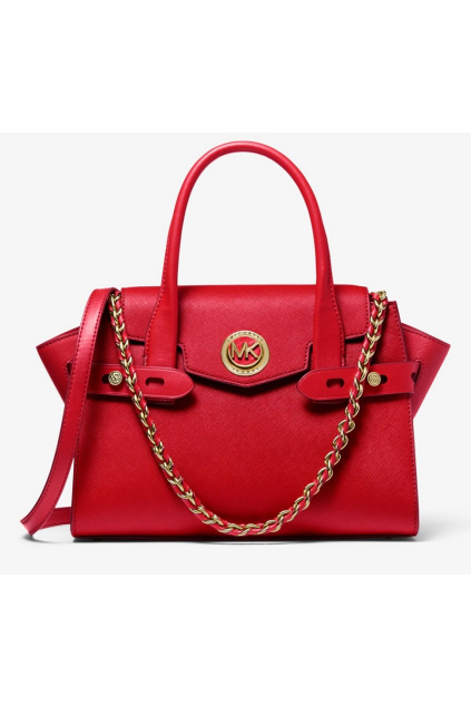 30S0GNMS1L Dámská kabelka Michael Kors Carmen Small Saffiano Leather Belted Satchel červená