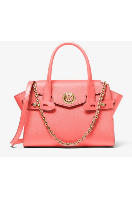 30S0GNMS1L Dámská kabelka Michael Kors Carmen Small Saffiano Leather Belted Satchel růžová