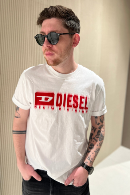 Pánské tričko DIESEL T-ADJUST-Q7 A15398_0GRAI bílé