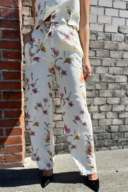 Dámské kalhoty TWINSET 251TP2776 krémové s potiskem