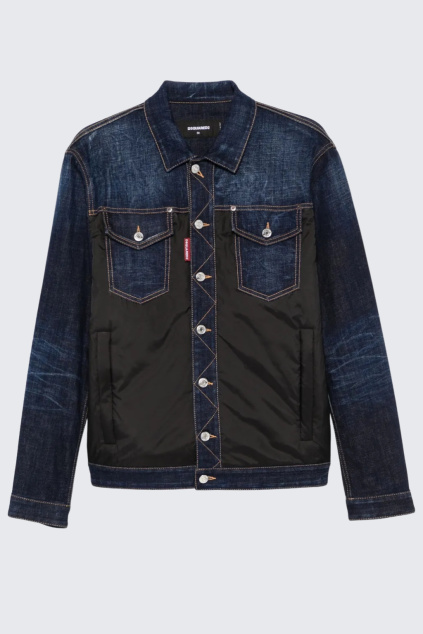 Pánská košilová bunda DSQUARED2 S74AM1576 modročerná