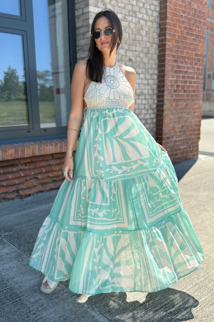 Dámské šaty TWINSET 251LM2CBB zelenobílé