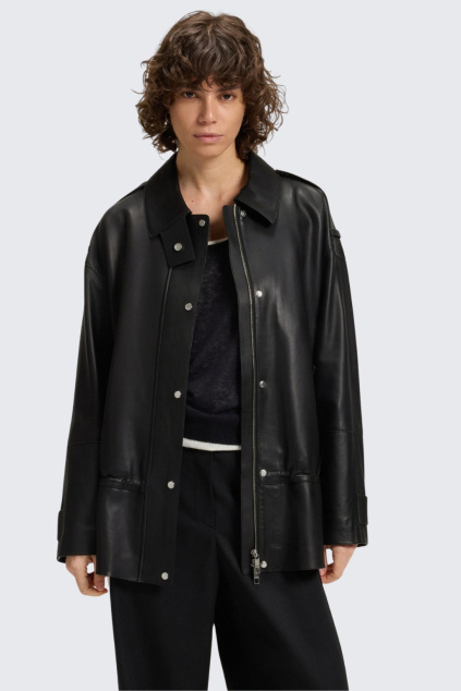 Dámská kožená bunda BOSS Black Salaha 50544445 černá