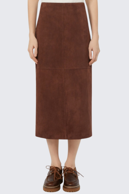 Dámská kožená sukně MaxMara PALA 2525406022650 vínovohnědá