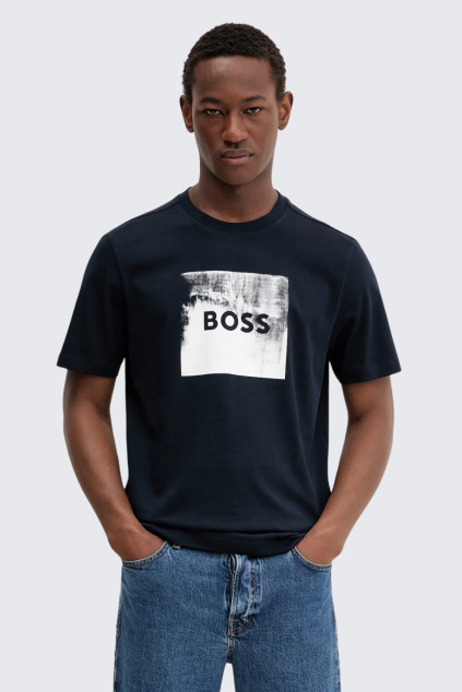 Pánské tričko BOSS Orange Te_Wheel 50546381 modré