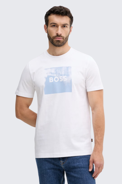 Pánské tričko BOSS Orange Te_Wheel 50546381 bílé