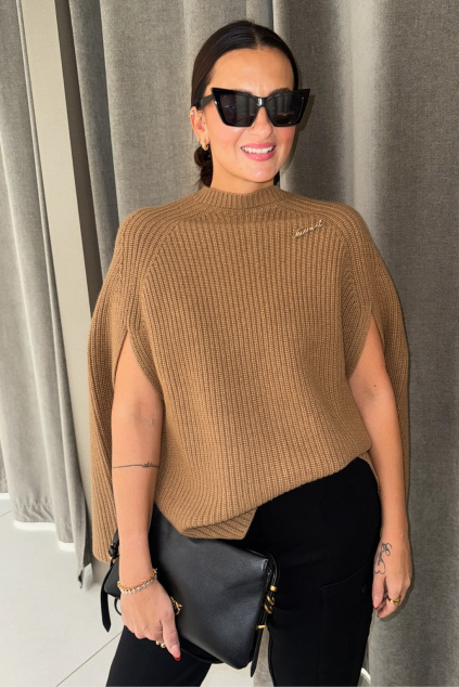 Dámské pončo TWINSET 252TT3421 hnědé