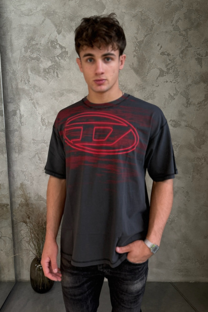 Pánské tričko DIESEL T-BOXT-T5 A18653_0AGCA šedočervené