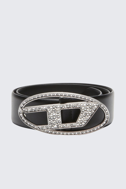 Dámský opasek DIESEL OVAL D LOGO B-1DR X09611_P6364 černý s kamínky
