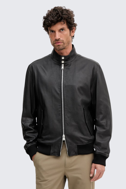 Pánská kožená bunda BOSS Black H-Moiner 50543899 černá