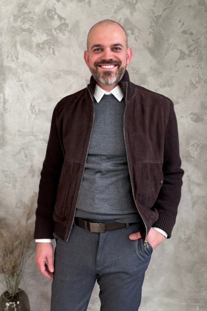 Pánská kožená bunda BOSS Black H-Maparo 50547673 hnědá