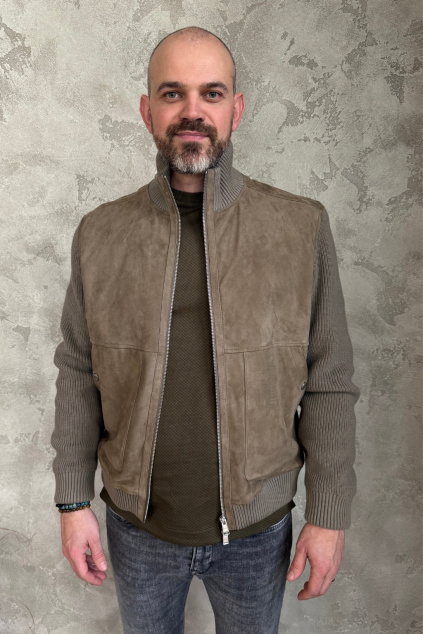 Pánská kožená bunda BOSS Black H-Maparo 50547673 béžová