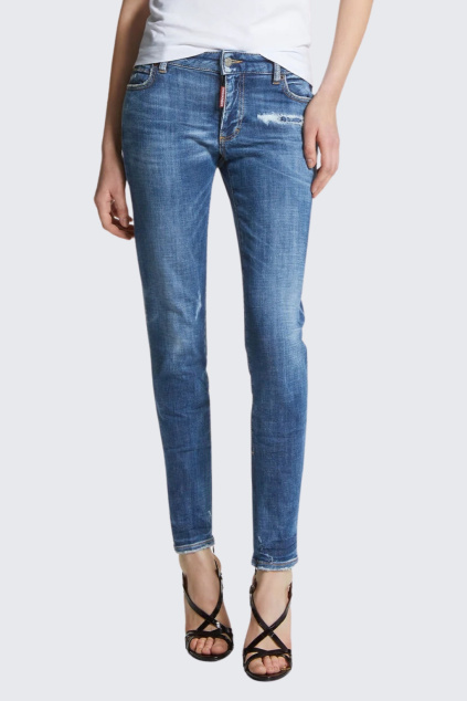 Dámské džíny DSQUARED2 MEDIUM WAIST TWIGGY S75LB1065 modré