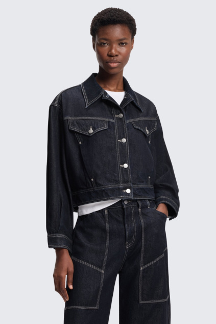 Dámská džínová bunda BOSS Orange C_BOMBER TRUCKER 50552464 modrá