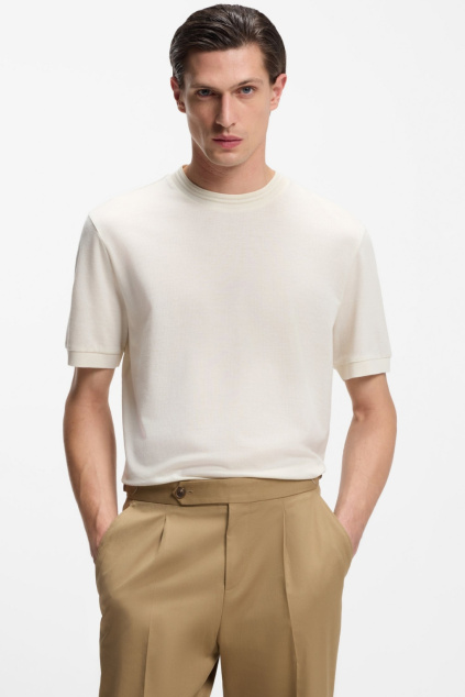 Pánské tričko BOSS Black H-Thompson 70 50554626 krémové