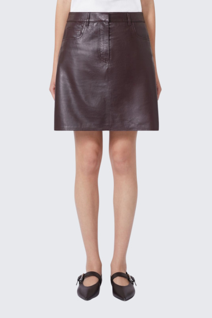 Dámská kožená sukně MaxMara WKDONCIA 2615401011650 vínová