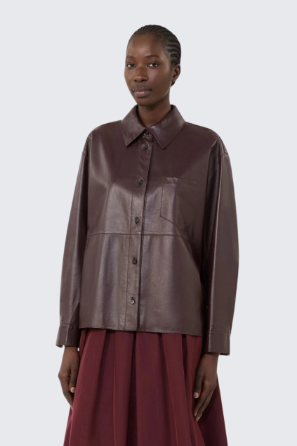 Dámská kožená bunda MaxMara WKDSCATOLA 2615441031650 vínová