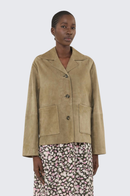 Dámské kožené sako MaxMara WKDPALCHI 2615441021650 béžové