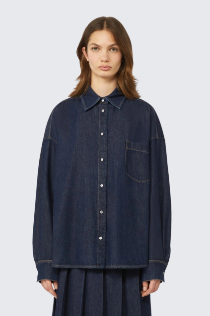 Dámská džínová košile MaxMara WKDFOGGIA 2615111011650 tmavě modrá