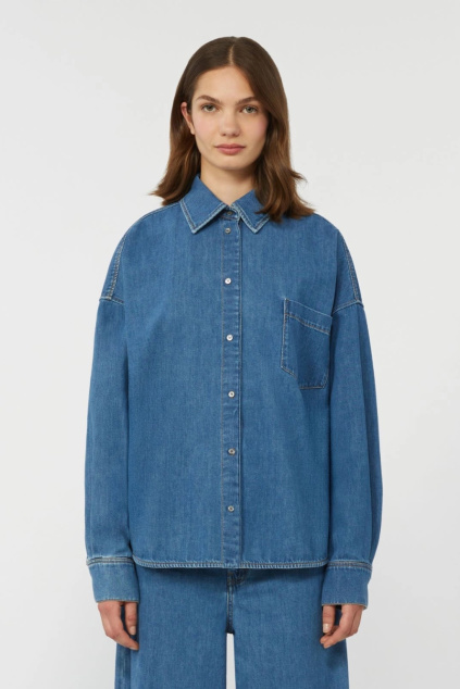 Dámská džínová košile MaxMara WKDFOGGIA 2615111011650 světle modrá