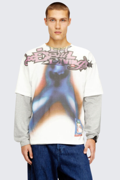 Pánské tričko DIESEL T-BOXT-V13 A20945_0PLAT bílé